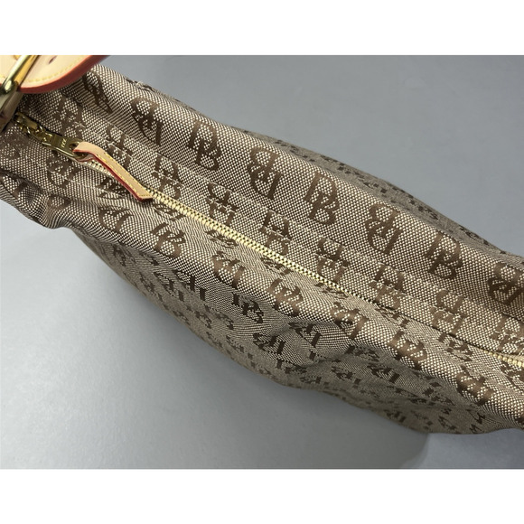 Dooney & Bourke Logo Monogram Print Jacquard Canvas Hobo Shoulder Bag Zip Top - Picture 5 of 16